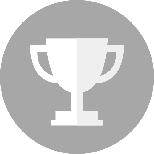 A graphic depiction of  a loving cup trophy in a gray circle.
