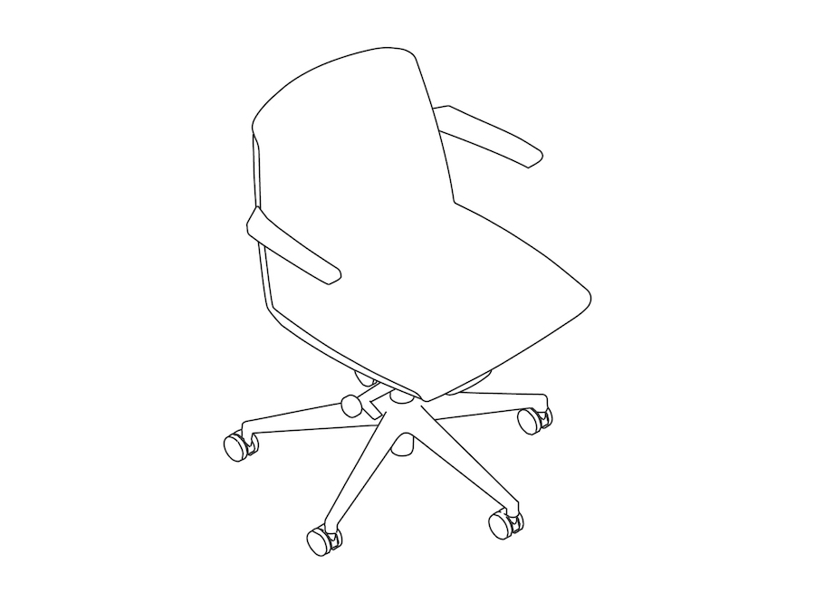 A line drawing - Clamshell Chair–Low Back–With Arms