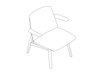 A line drawing - Clamshell Lounge Chair–Low Back–With Arms
