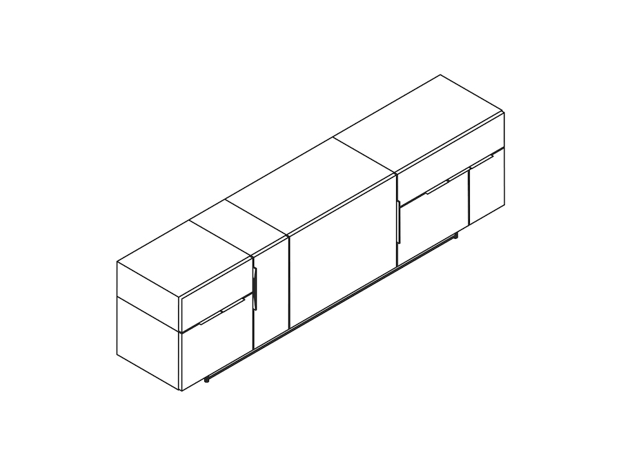 A line drawing - Domino Credenza–3 Units Wide