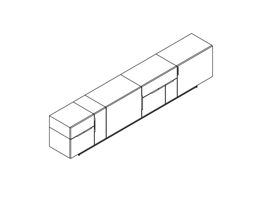 A line drawing - Domino Credenza–4 Units Wide
