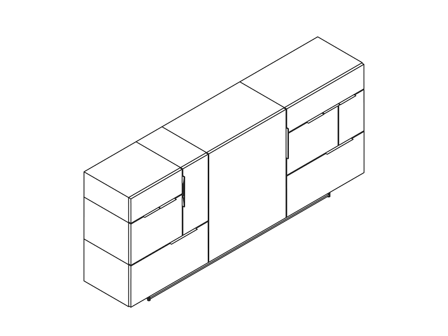 A line drawing - Domino Sideboard–3 Units Wide