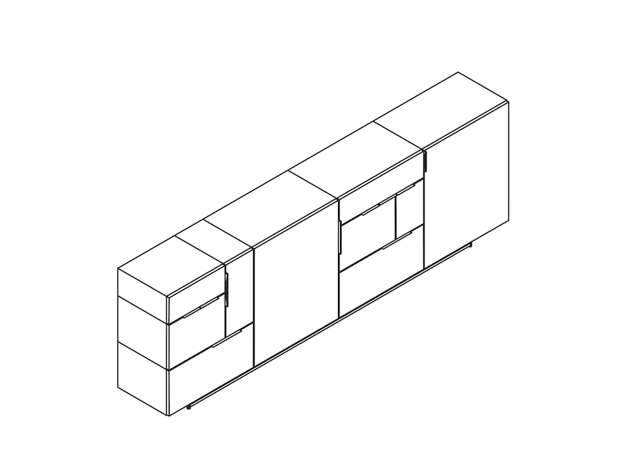 A line drawing - Domino Sideboard–4 Units Wide