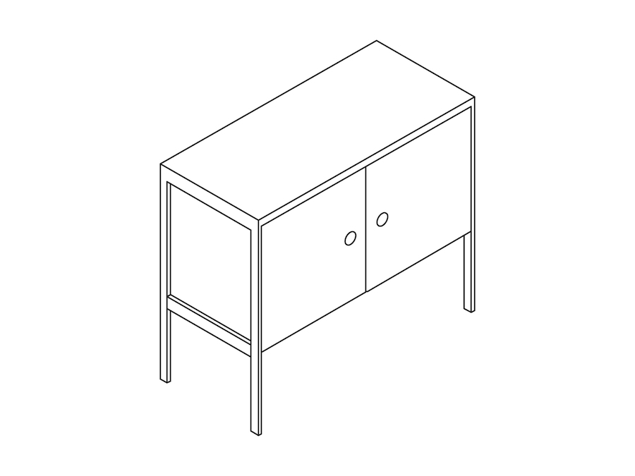 A line drawing - H Frame Credenza–1 Unit Wide