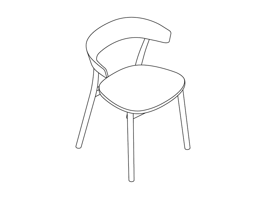 A line drawing - Leeway Chair–Wood Frame–Upholstered Seat