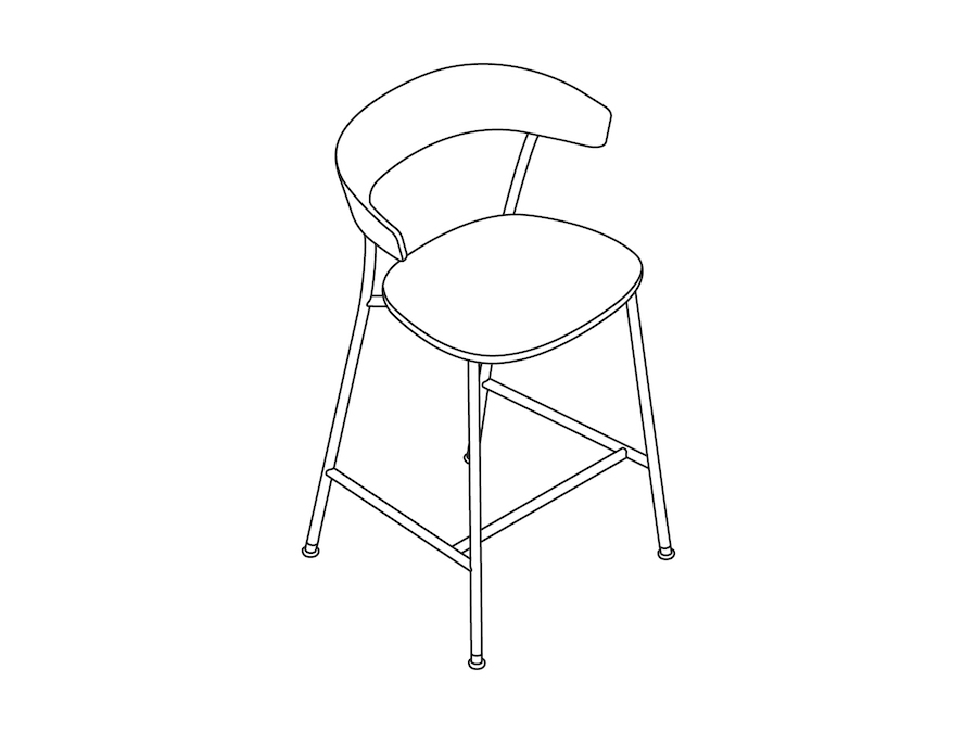 A line drawing - Leeway Stool–Counter Height–Polyurethane Seat