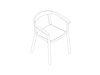 A line drawing - Lijn Armchair–Open Back–Upholstered Seat