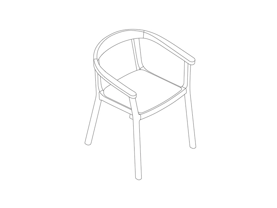 A line drawing - Lijn Armchair–Open Back–Upholstered Seat