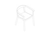 A line drawing - Lijn Armchair–Open Back–Wood Seat