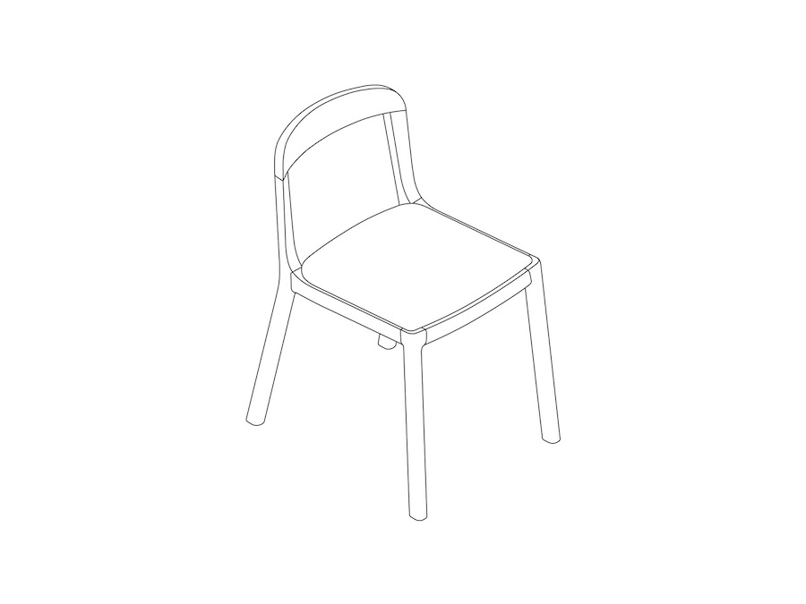 A line drawing - Lijn Side Chair–Open Back–Upholstered Seat
