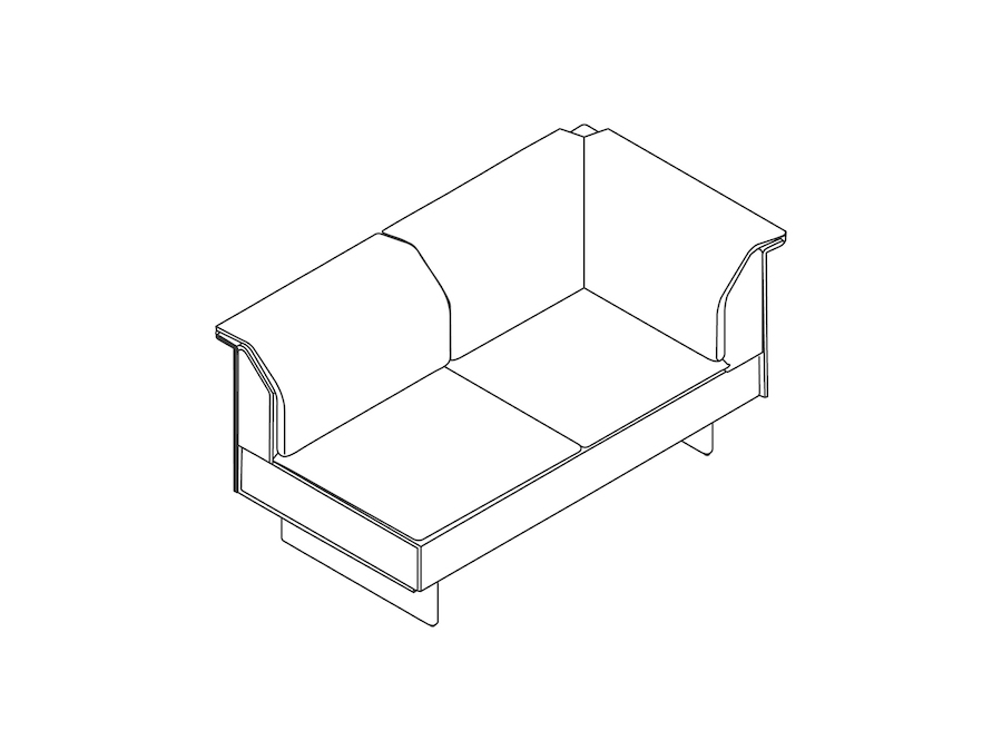 A line drawing - Mantle Settee–Left Corner–Right Armless