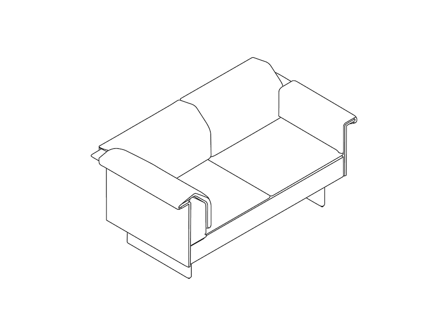 A line drawing - Mantle Settee–Right Corner–Left Arm