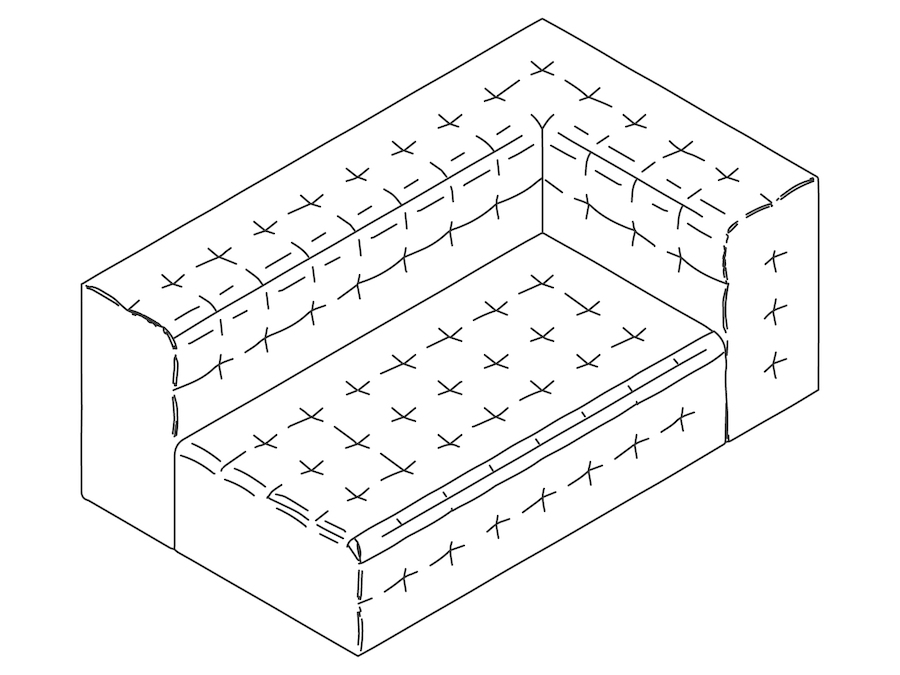 A line drawing - Rapport Settee–Left Arm