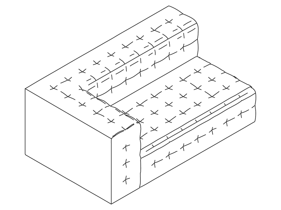 A line drawing - Rapport Settee–Right Arm