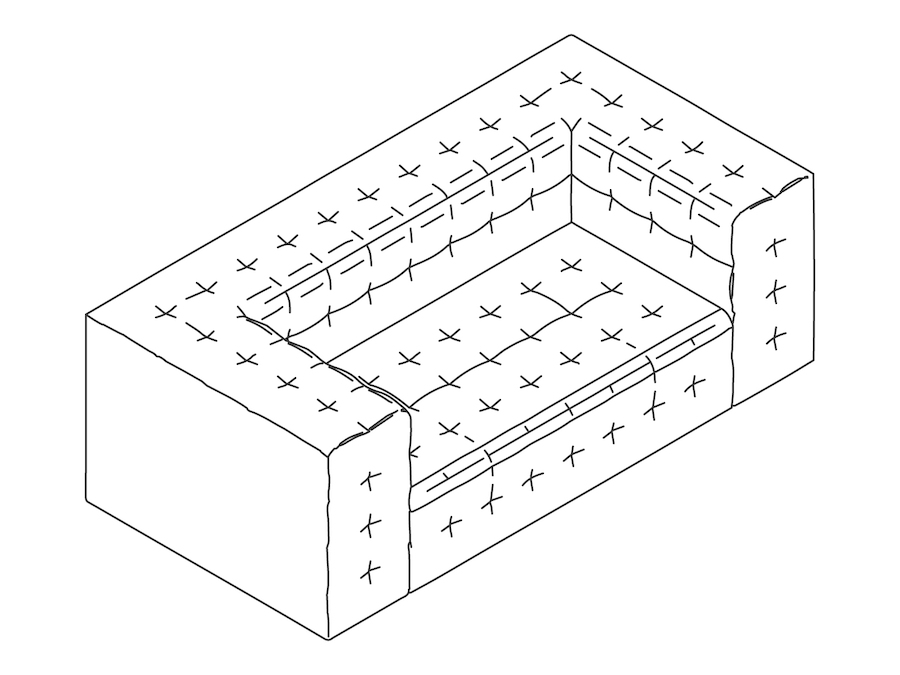 A line drawing - Rapport Settee–With Arms
