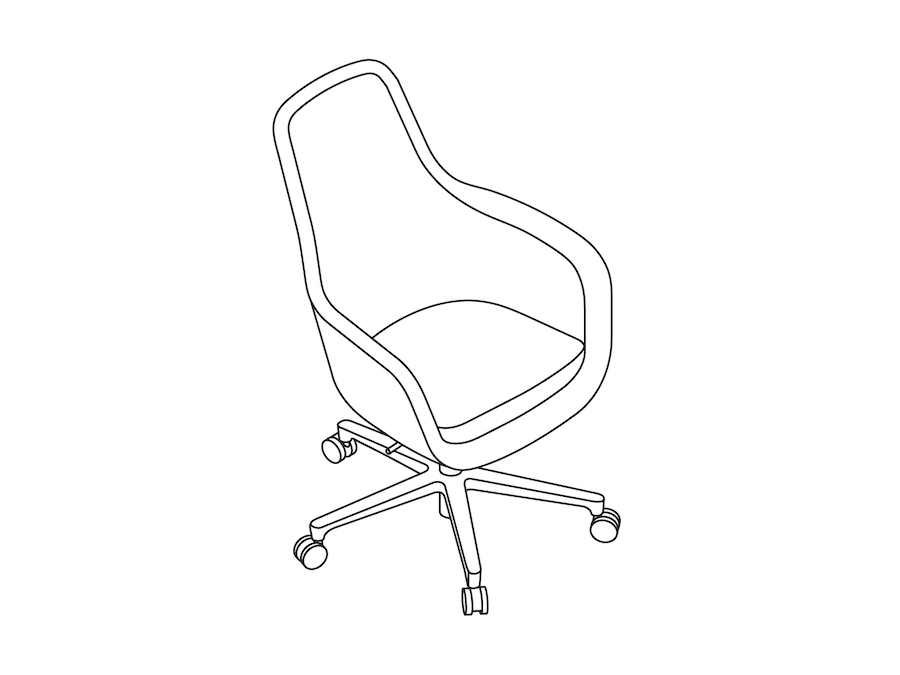 A line drawing - Saiba Chair–High Back–5-Star Base