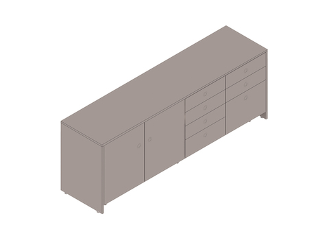 A generic rendering - Sled Base Credenza–4 Units Wide