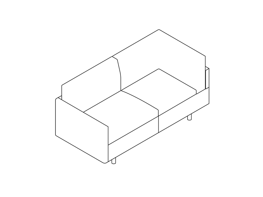 A line drawing - Tuxedo Classic Settee–Left Corner–Right Arm