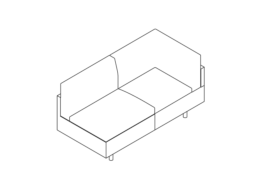 A line drawing - Tuxedo Classic Settee–Left Corner–Right Armless