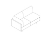 A line drawing - Tuxedo Classic Settee–Right Corner–Left Armless