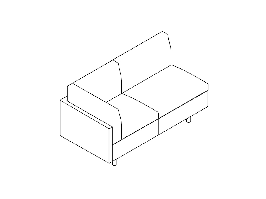 A line drawing - Tuxedo Classic Settee–Right Corner–Left Armless