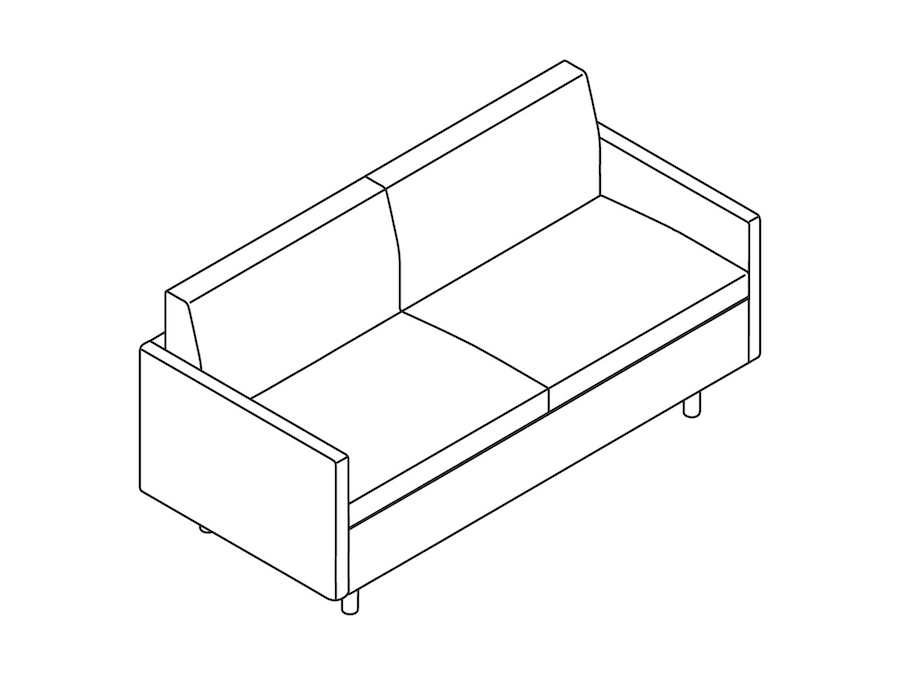 A line drawing - Tuxedo Classic Settee–With Arms