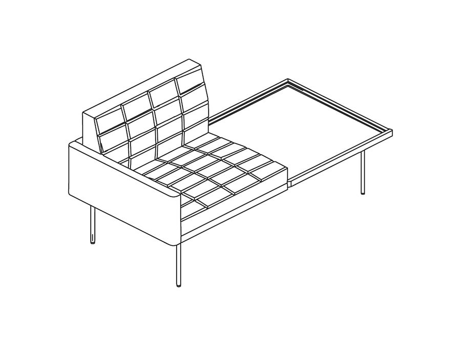 A line drawing - Tuxedo Component Club Chair–Left Table–Right Arm