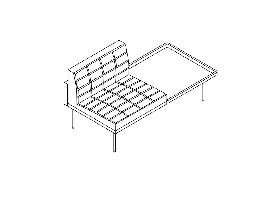 A line drawing - Tuxedo Component Club Chair–Left Table–Right Armless