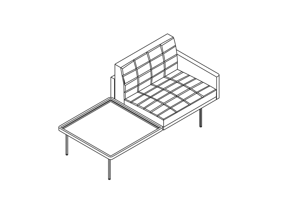 A line drawing - Tuxedo Component Club Chair–Right Table–Left Arm