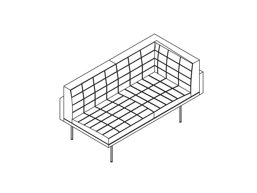 A line drawing - Tuxedo Component Settee–Left Corner–Right Armless