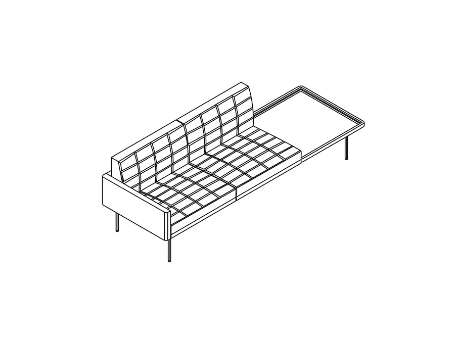 A line drawing - Tuxedo Component Settee–Left Table–Right Arm