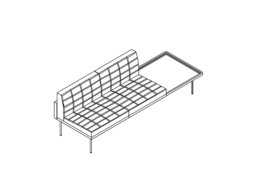 A line drawing - Tuxedo Component Settee–Left Table–Right Armless