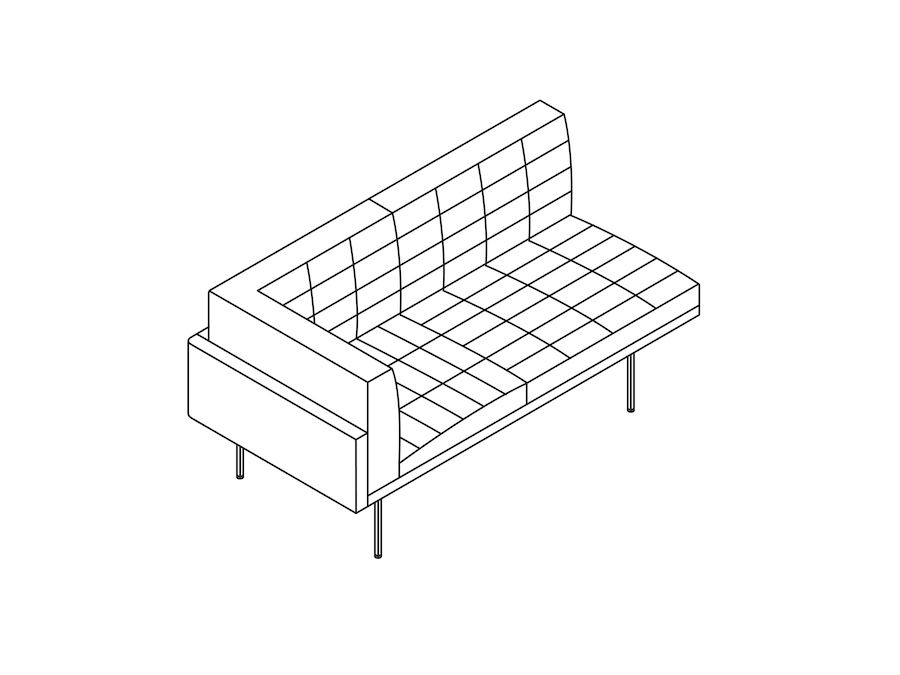 A line drawing - Tuxedo Component Settee–Right Corner–Left Armless