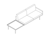 A line drawing - Tuxedo Component Settee–Right Table–Left Arm