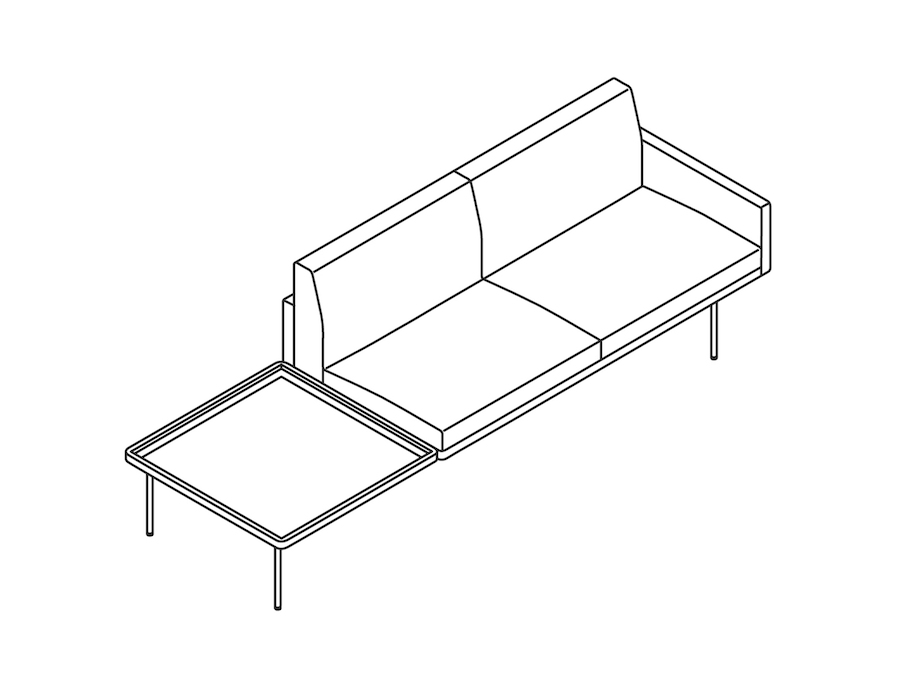 A line drawing - Tuxedo Component Settee–Right Table–Left Arm