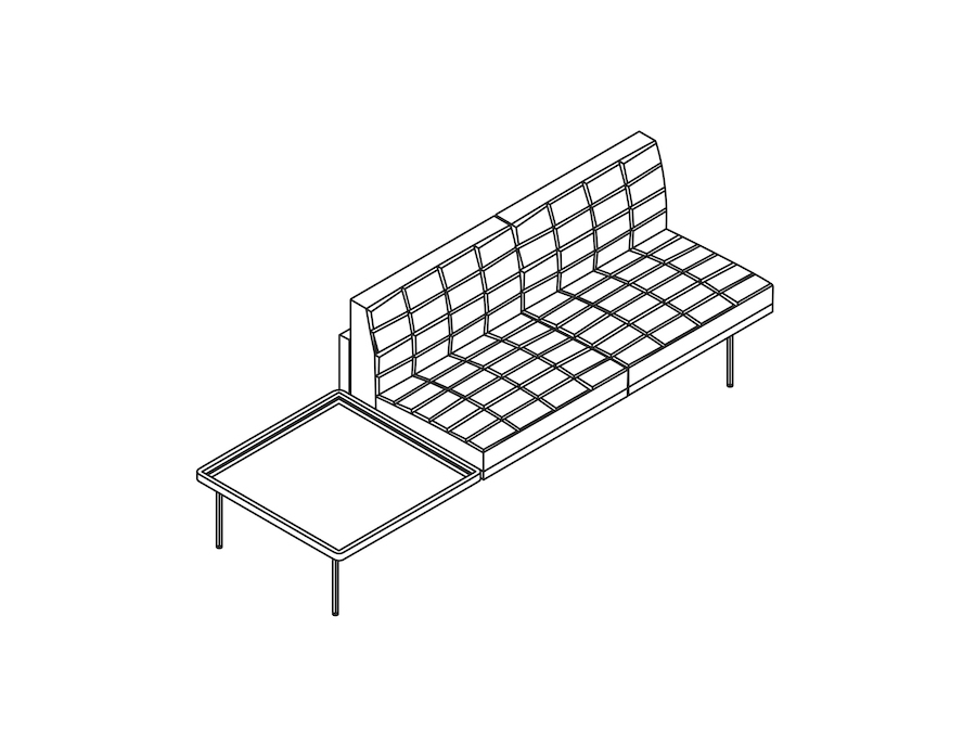 A line drawing - Tuxedo Component Settee–Right Table–Left Armless