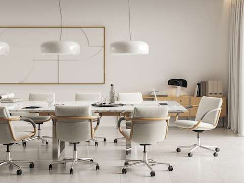 Full Loop Office Chairs around a DatesWeiser Highline Conference Table in a conference room setting.