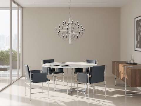 Highline Meeting Table by DatesWeiser in Meeting Room with Highline Credenza and Envelope Chairs.