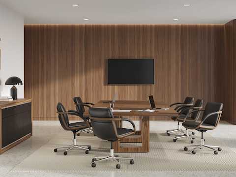 Highline 50 Conference Table by DatesWeiser with Highline 50 Credenza and Full Loop Chairs in Conference Room.