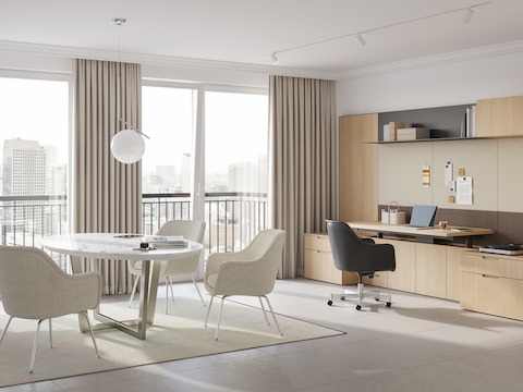 Bumper Side Chairs and Bumper Chair in Geiger One Private Office.