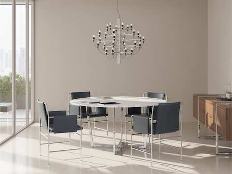 Highline Meeting Table by DatesWeiser in Meeting Room with Highline Credenza and Envelope Chairs.