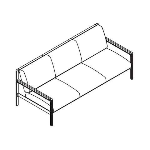Line drawing of a Brabo sofa, viewed from above at an angle.