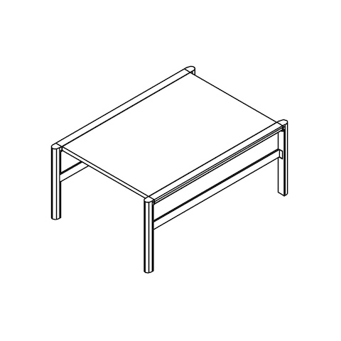 Line drawing of a rectangular Brabo side table, viewed from above at an angle.