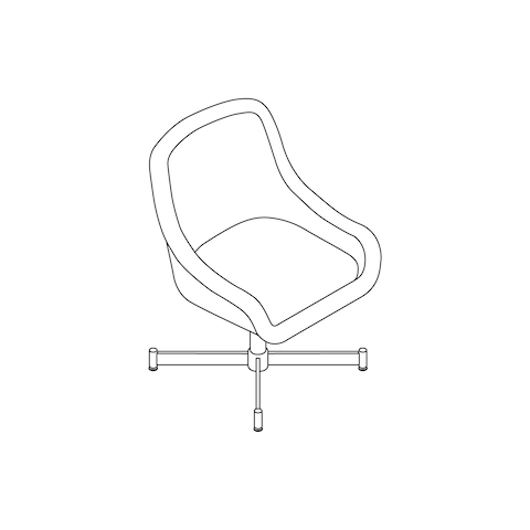 A line drawing - Bumper Side Chair–4-Star Base–Low Arms