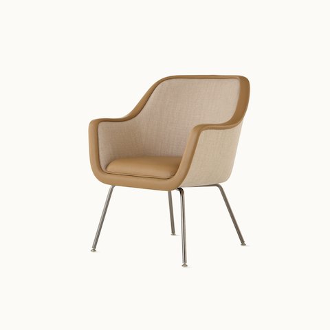 Bumper Side Chair with standard arms and four legged base, side view.