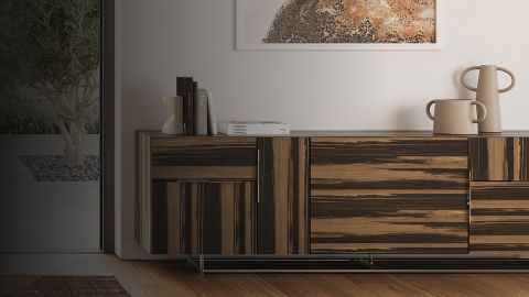 Full Loop Office Chair with a Domino Desk and Credenza in a home office setting.