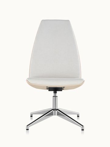 A high-back Clamshell Lounge Chair with off-white fabric upholstery, no arms, and a four-star base, viewed from the front.