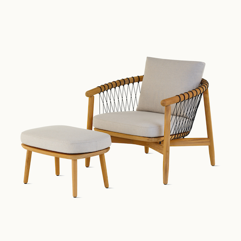 Crosshatch Outdoor Lounge Chair and Ottoman.