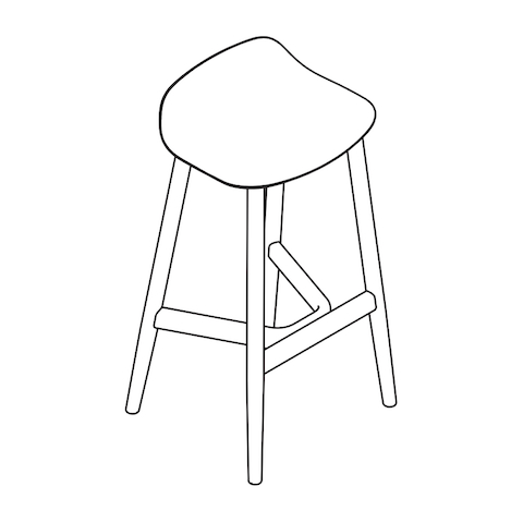 Line drawing of a bar-height Crosshatch Stool, viewed from above at an angle.