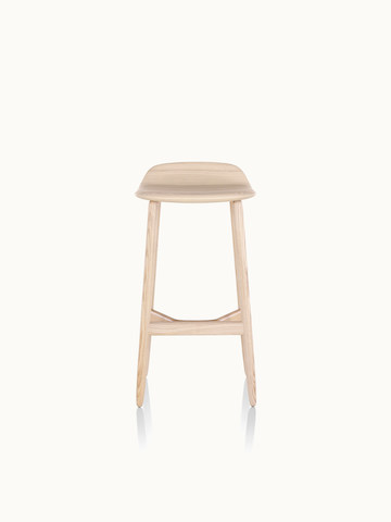 A bar-height wood Crosshatch Stool with a light finish, viewed from the front.